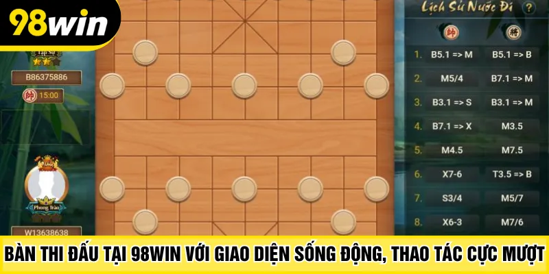 Bàn thi đấu tại 98Win với giao diện sống động, thao tác cực mượt